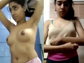 Cute Indian girl strips and gets naughty in the bathtub